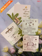 Traditional Banana Leaf Die-Cut Indian Wedding Invitation Suite with Bride & Groom Illustration