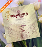 Traditional Banana Leaf Theme Indian Wedding Invitation Card with Ganesha & Tassel