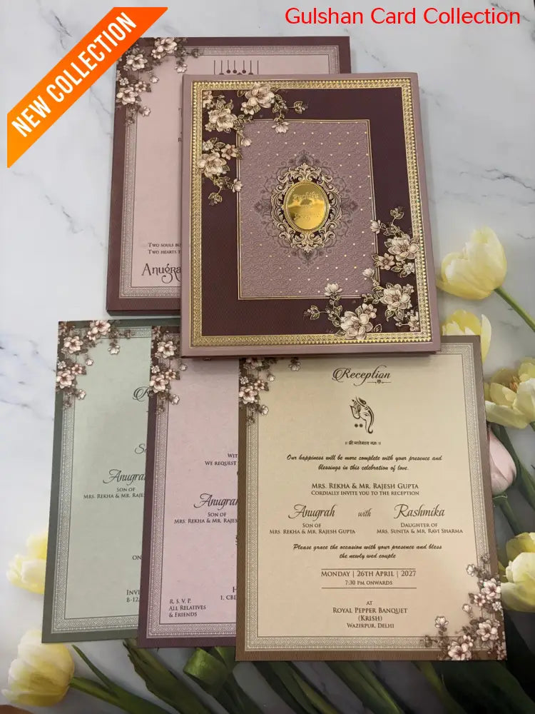 Velvet Hardboard Designer Wedding Invitation Card for Marriage RD 1926