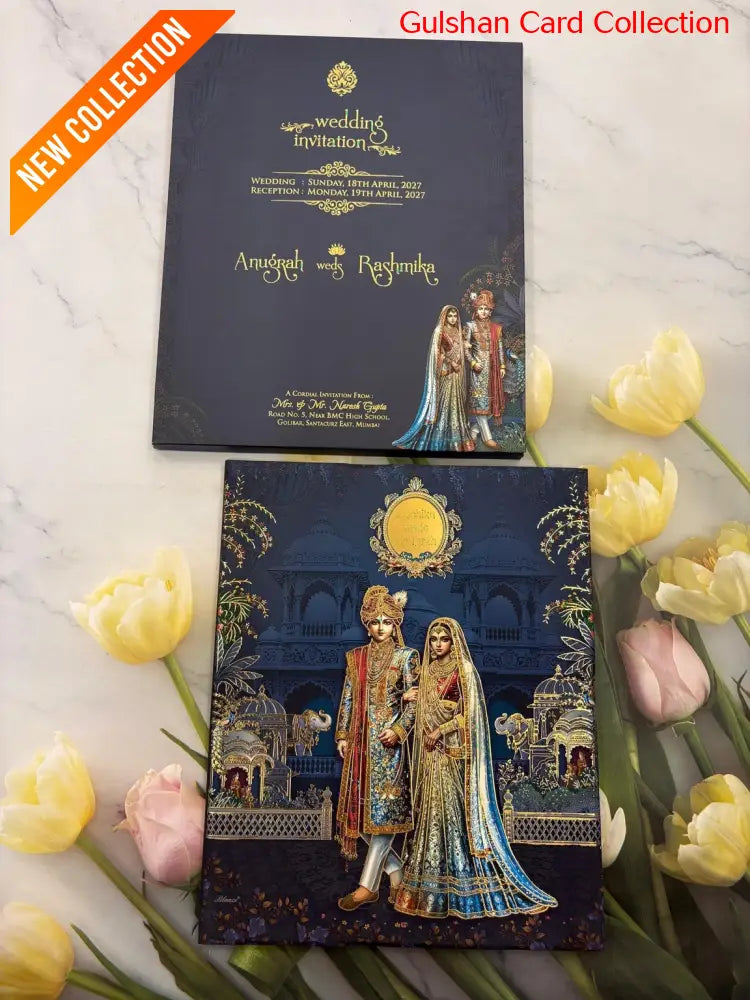 Velvet Hardboard Designer Wedding Invitation Card for Marriage RD 1927