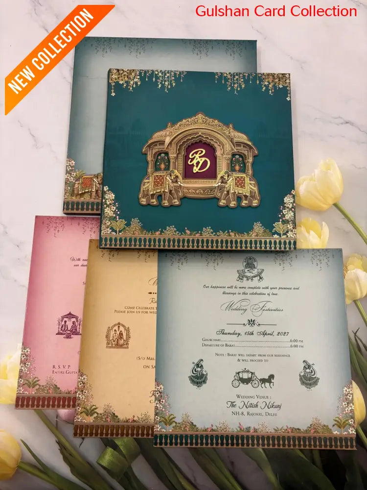 Velvet Hardboard Designer Wedding Invitation Card for Marriage RD 1944