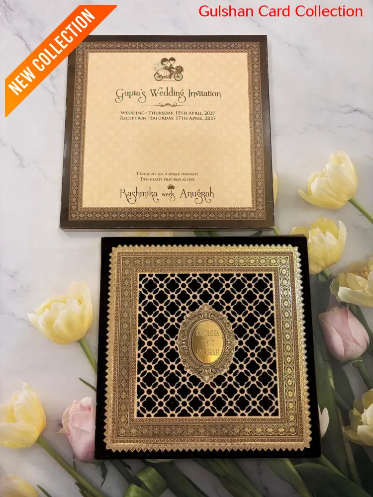 Velvet Hardboard Designer Wedding Invitation Card for Marriage RD 1952